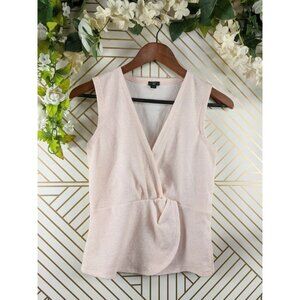 J Crew Women’s Top Boucle Wrap Front Shirt Tank Pink  j7990 size XXS
